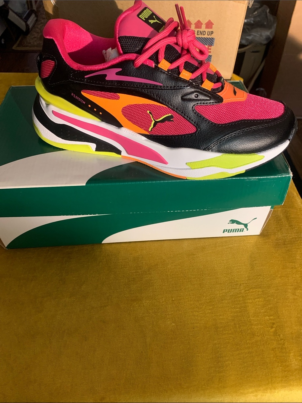 Puma Hot Pink, Black & Neon Orange Athletic Sneakers